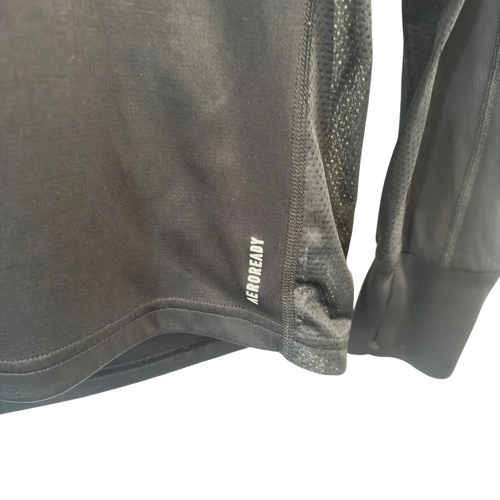 Adidas Running Shirt Aeroready Black Long Sleeve Performance Mesh Men Small
